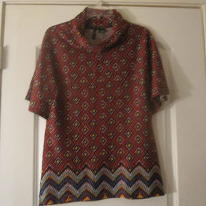 New Directions Turtle Neck Top Maroon New Sz.M